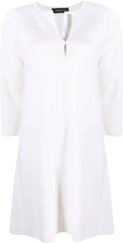 Fabiana Filippi Elegante Beige Wol Jurk voor Vrouwen White Dames