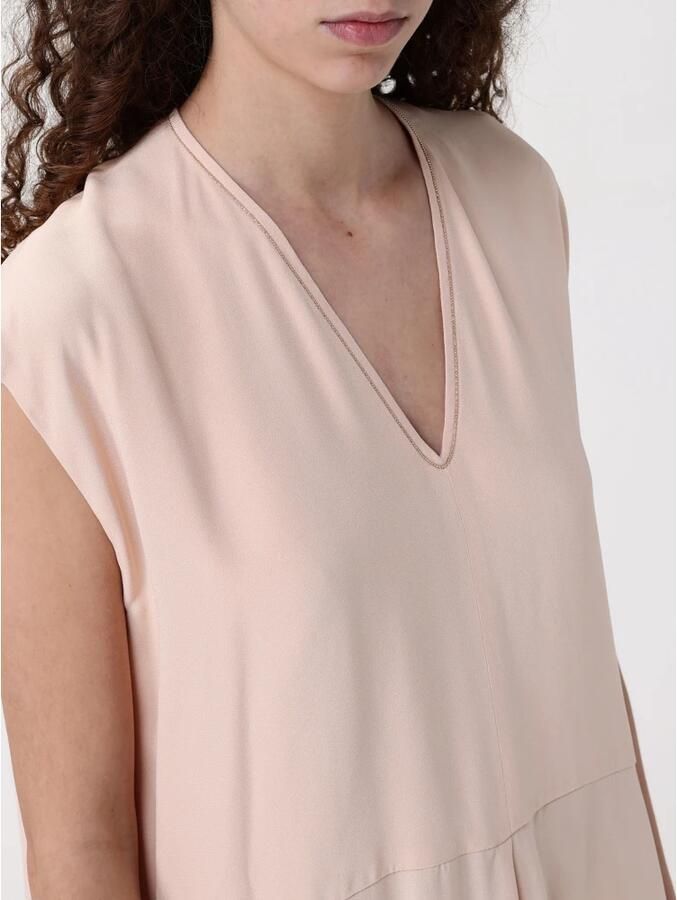 Fabiana Filippi Elegante Zwarte Jurk met Kantdetail Pink Dames