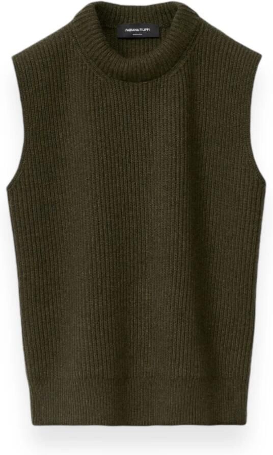 Fabiana Filippi Mouwloze Gebreide Top Green Dames - Foto 4