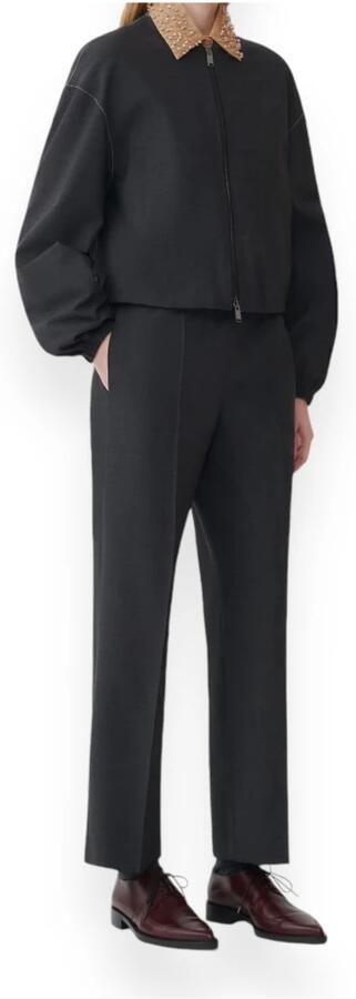 Fabiana Filippi Zwarte wollen jas met kralendetails Black Dames - Foto 2