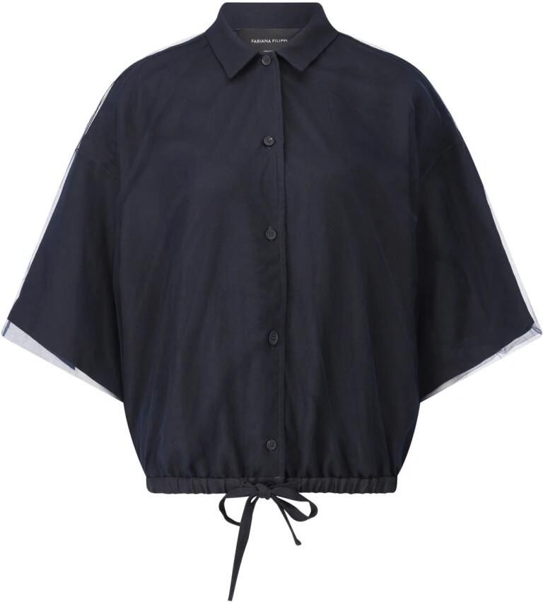 Fabiana Filippi Tule Blouse met Overhemdkraag Blue Dames