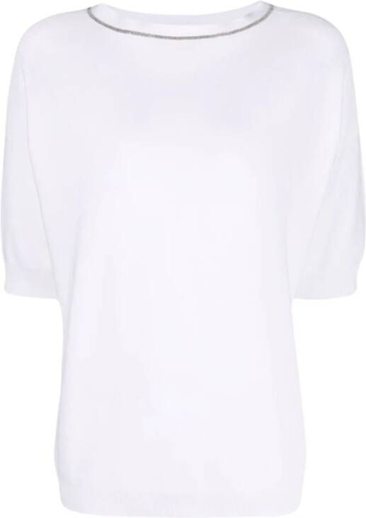 Fabiana Filippi Metalen trim T-shirt White Dames