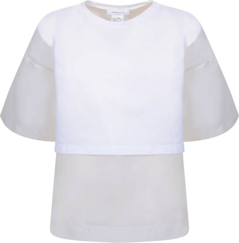 Fabiana Filippi Witte katoenen T-shirt met contrasterende details White Dames