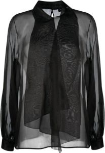 Fabiana Filippi Zwarte zijden blouse met banddetail Zwart Dames