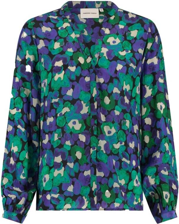 Fabienne Chapot blouse Frida met all over print zwart groen blauw - Foto 2