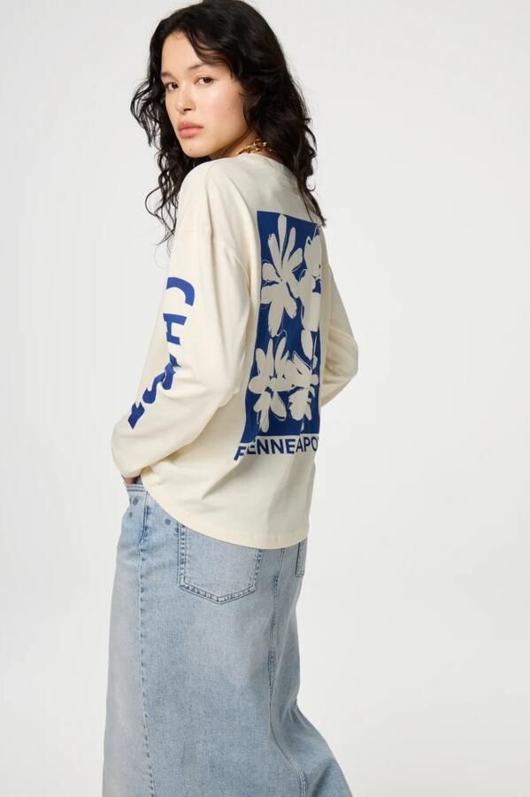 Fabienne Chapot Bedrukt LS T-shirt Roomwit White Dames - Foto 3