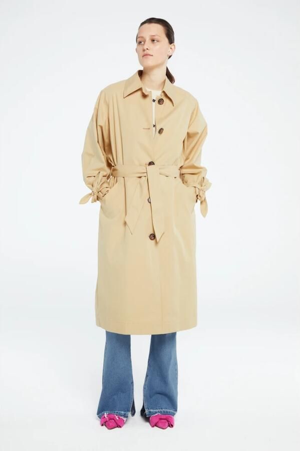 Fabienne Chapot Beige Oversized Trenchcoat met Strik Beige Dames - Foto 4