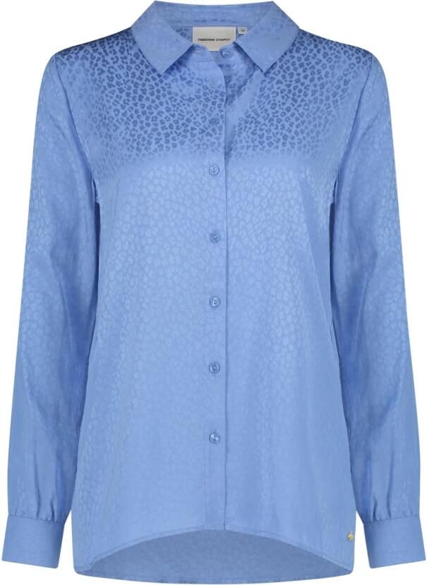 Fabienne Chapot Blauwe Jacquard Blouse met Ballonmouwen Blue Dames - Foto 6