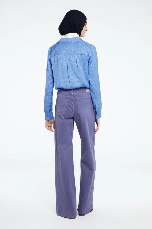 Fabienne Chapot Blauwe Jacquard Blouse met Ballonmouwen Blue Dames - Foto 5