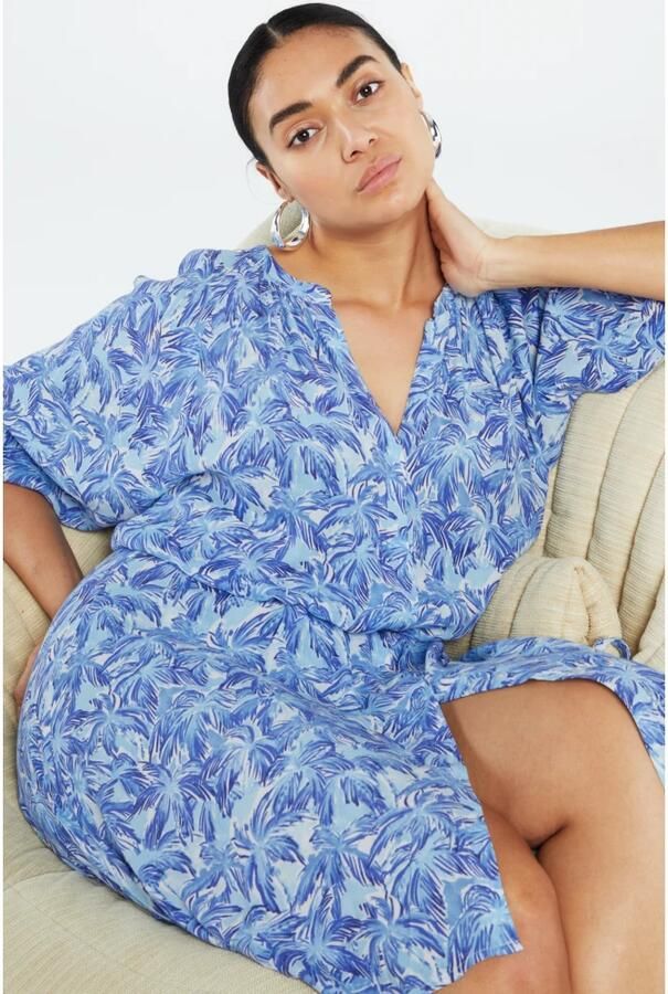 Fabienne Chapot blousejurk Clipper met all over print blauw - Foto 3