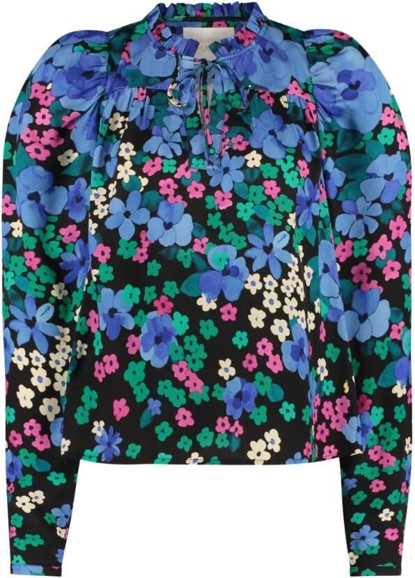 Fabienne Chapot Blauwe Pansy Rain Top met Strik Blue Dames