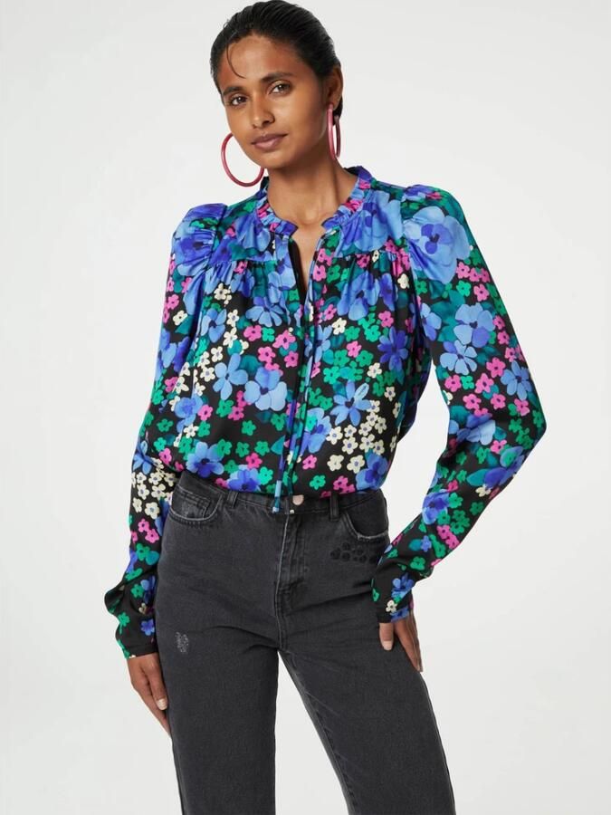 Fabienne Chapot Blauwe Pansy Rain Top met Strik Blue Dames - Foto 3
