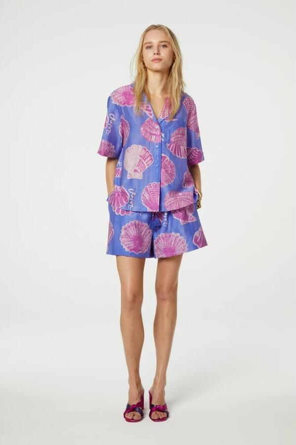 Fabienne Chapot Blauwe Print Korte Mouwen Blouse Multicolor Dames - Foto 3
