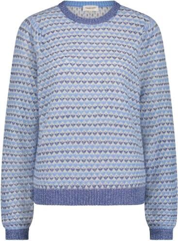 Fabienne Chapot Blauwe pullover met hartjesprint Blue Dames