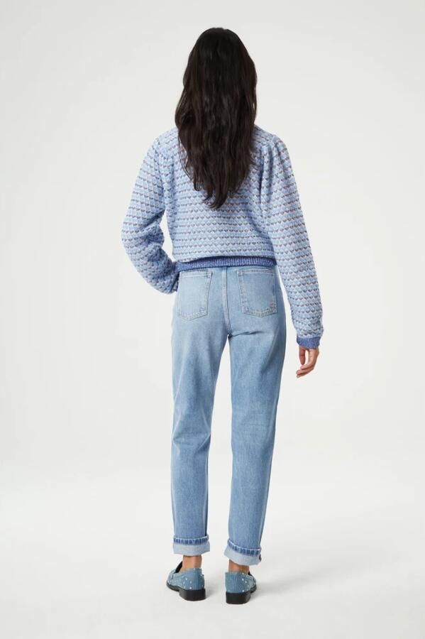 Fabienne Chapot Blauwe pullover met hartjesprint Blue Dames - Foto 5