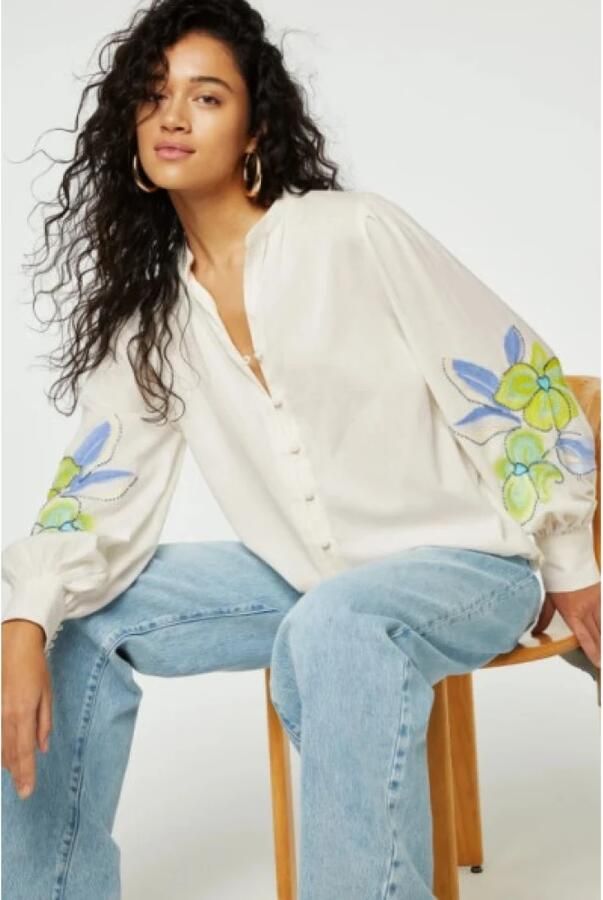 Fabienne Chapot Marielle Bloemen Geborduurde Losse Fit Blouse White Dames - Foto 4