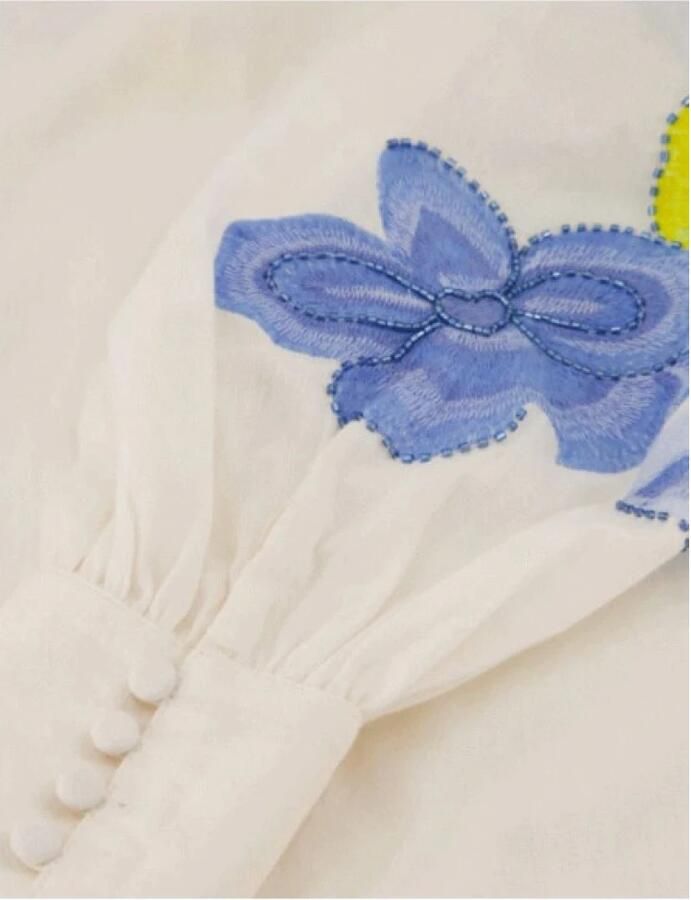 Fabienne Chapot Marielle Bloemen Geborduurde Losse Fit Blouse White Dames