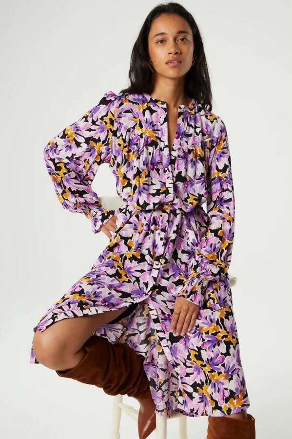 Fabienne Chapot Bloemen Midi Jurk met Afneembare Riem Purple Dames - Foto 3