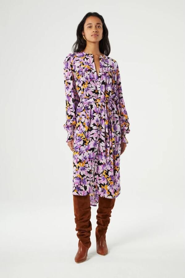 Fabienne Chapot Bloemen Midi Jurk met Afneembare Riem Purple Dames - Foto 4