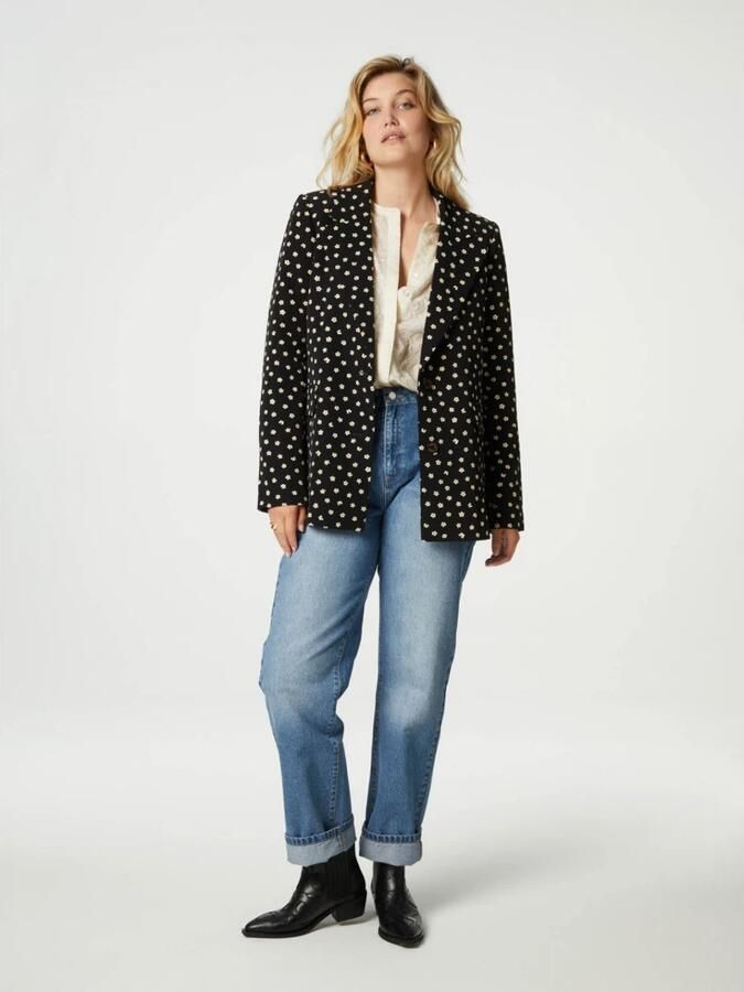 Fabienne Chapot gebloemde rechtvallende blazer Paul van gerecycled polyester zwart wit - Foto 2