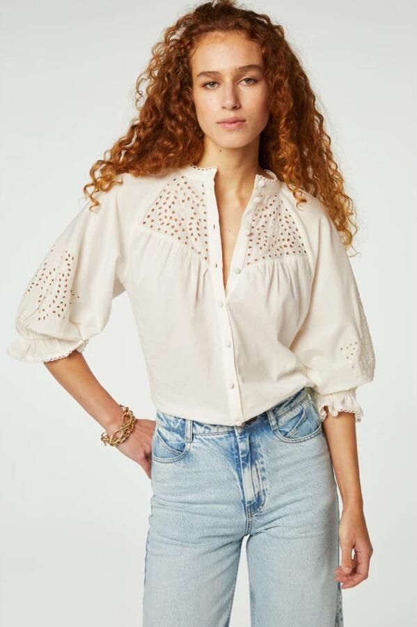 Fabienne Chapot Blouse met ruches kraag White Dames - Foto 3