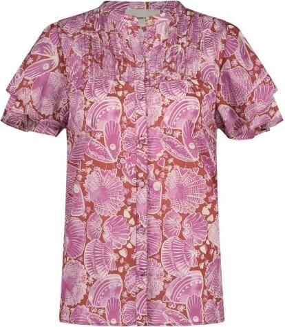 Fabienne Chapot blouse met all over print en plooien roze lichtroze