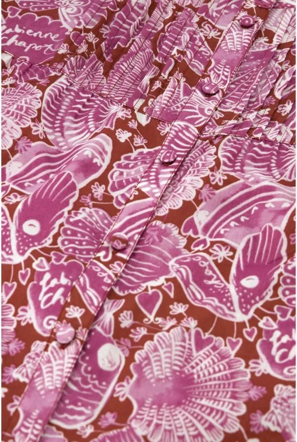 Fabienne Chapot blouse met all over print en plooien roze lichtroze - Foto 2