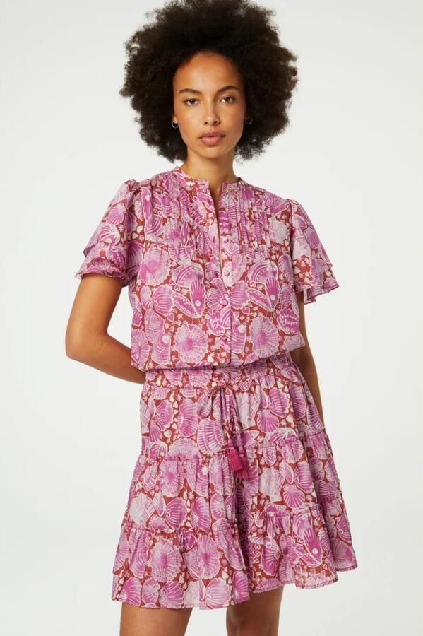 Fabienne Chapot blouse met all over print en plooien roze lichtroze - Foto 4