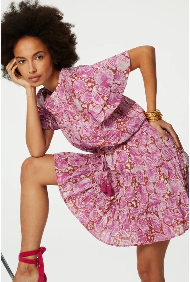 Fabienne Chapot blouse met all over print en plooien roze lichtroze - Foto 3