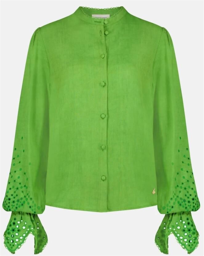 Fabienne Chapot blouse Clarissa blouse met broderie groen - Foto 3