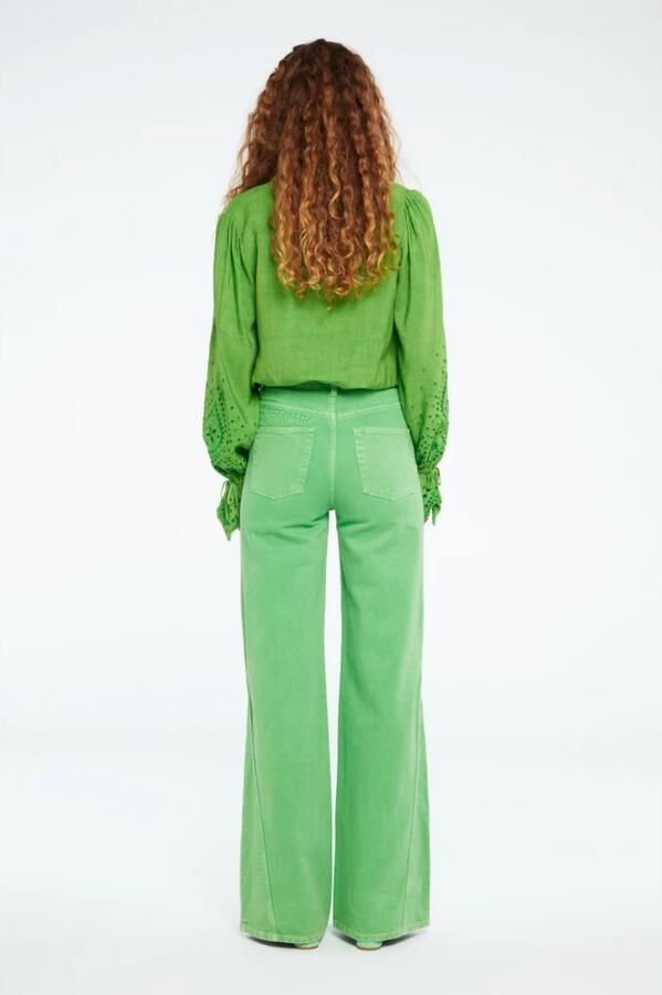 Fabienne Chapot blouse Clarissa blouse met broderie groen - Foto 5