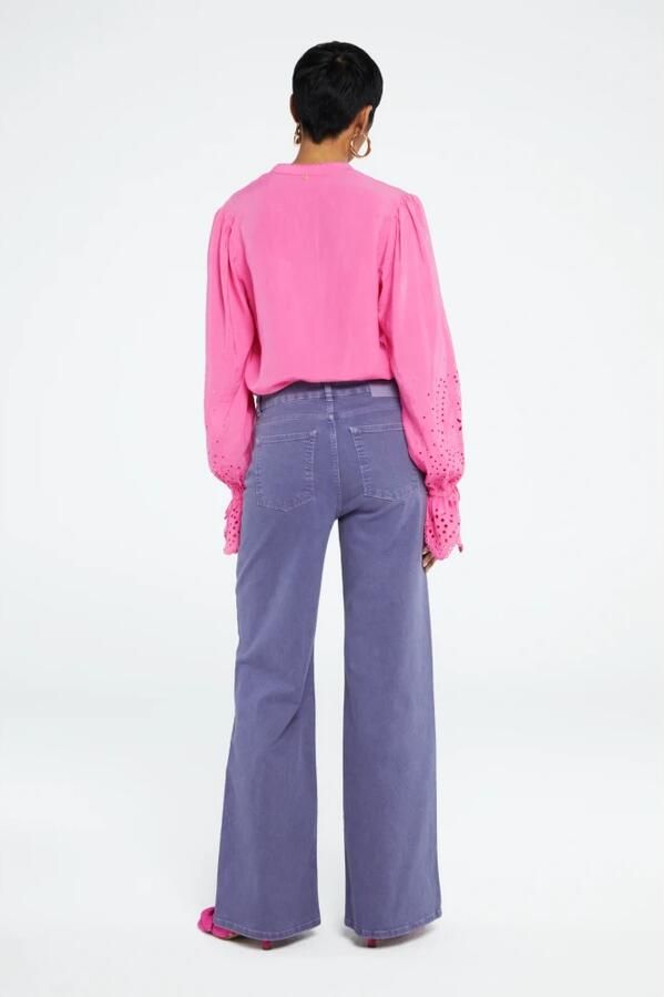 Fabienne Chapot blouse Clarissa blouse met broderie roze - Foto 5