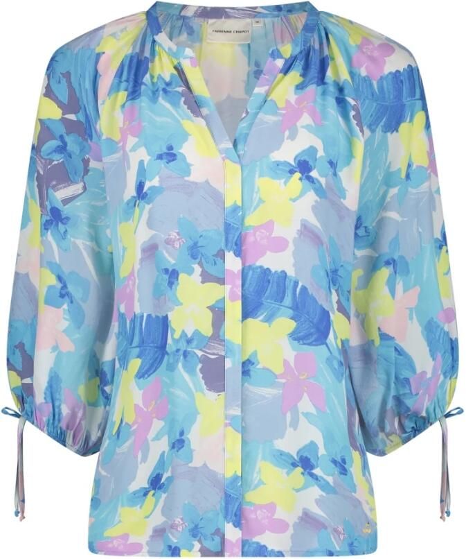 Fabienne Chapot blouse Cooper met all over print blauw geel lila - Foto 2