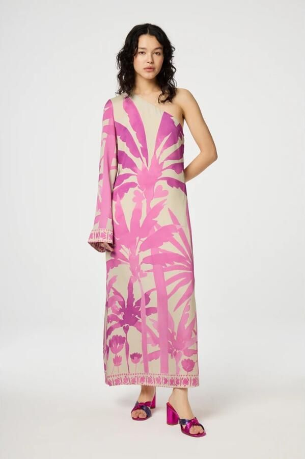 Fabienne Chapot Crème Maxi Jurk met Roze Print Multicolor Dames - Foto 4
