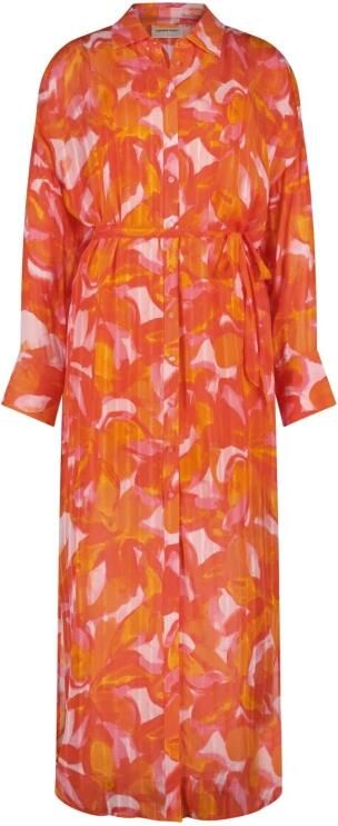 Fabienne Chapot maxi blousejurk met all over print oranje roze geel