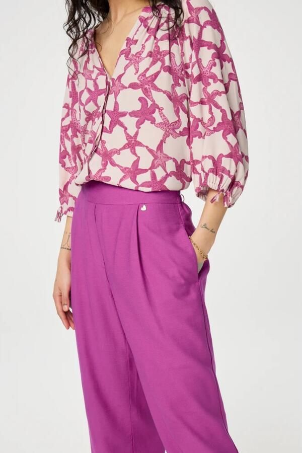 Fabienne Chapot Donkerroze Straight Fit Broek Pink Dames - Foto 4