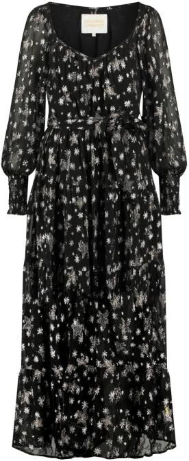 Fabienne Chapot semi-transparante maxi jurk Folie met sterren en glitters zwart zilver