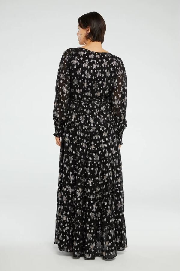 Fabienne Chapot semi-transparante maxi jurk Folie met sterren en glitters zwart zilver - Foto 4
