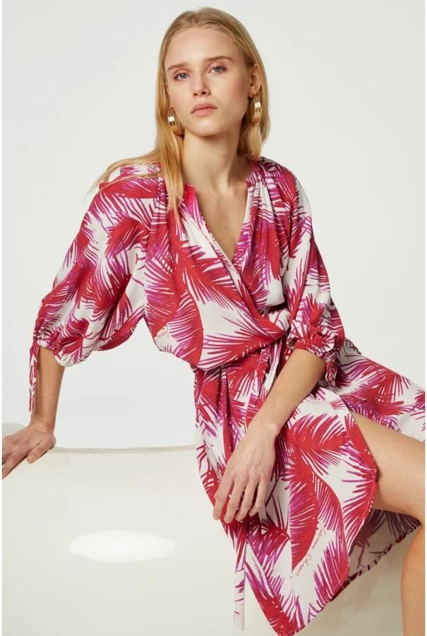 Fabienne Chapot Midi Jurk met V-hals en Banddetails Pink Dames - Foto 2