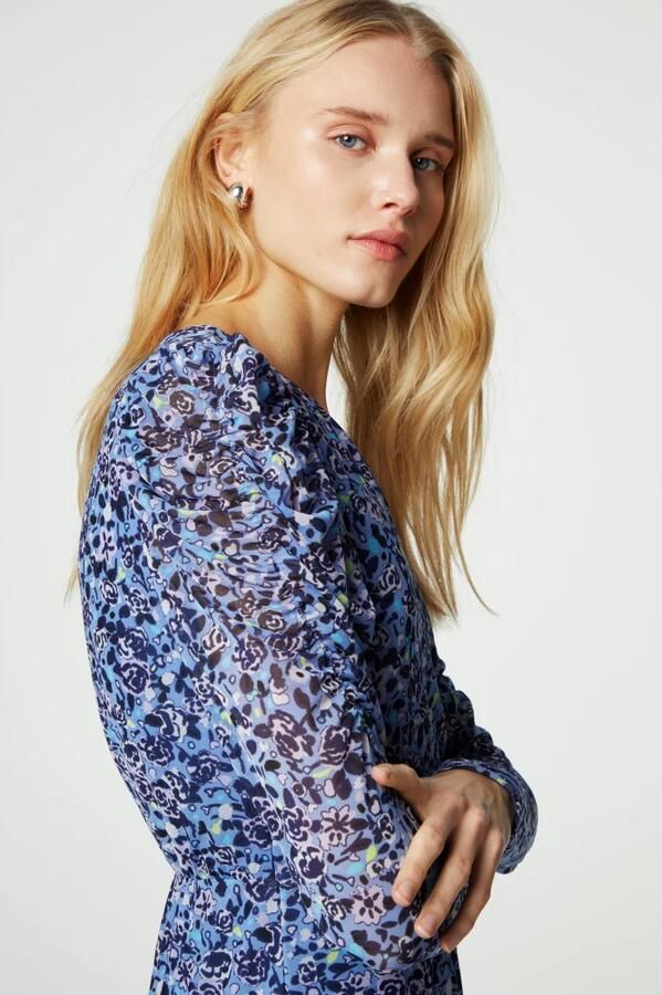 Fabienne Chapot jurk Flake met all over print blauw paars - Foto 4