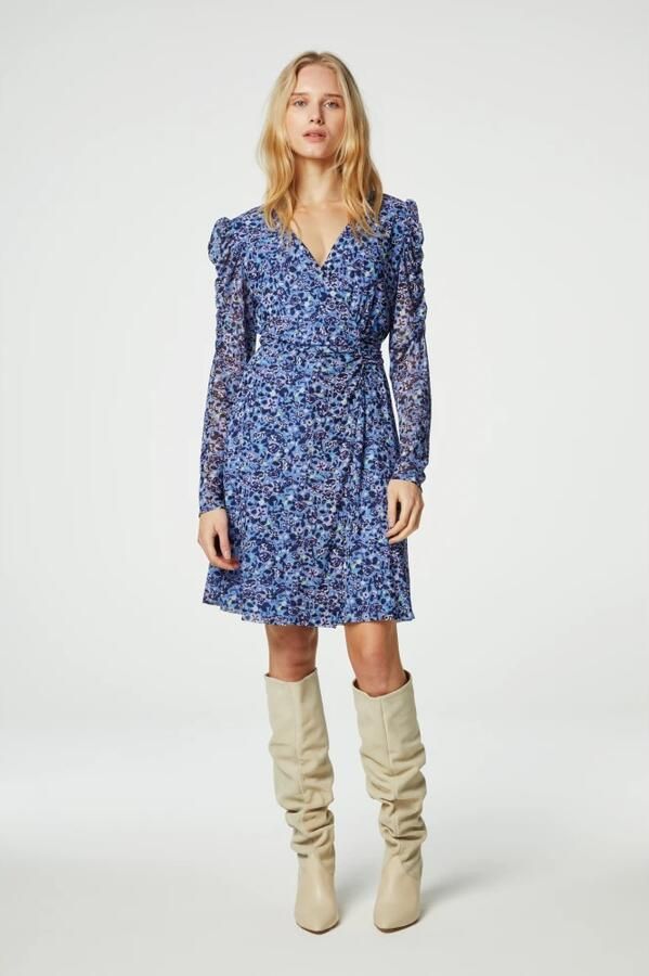 Fabienne Chapot jurk Flake met all over print blauw paars - Foto 5