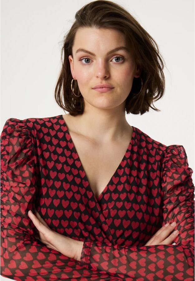 Fabienne Chapot jurk Flake met hartjes rood zwart - Foto 6