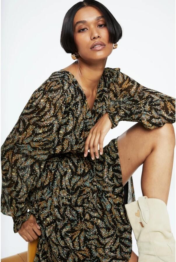 Fabienne Chapot overslagjurk Anjuna met paisleyprint zwart bruin - Foto 4