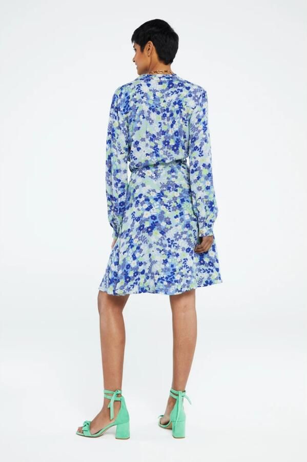 Fabienne Chapot Frill Jurk met Popping Flowers Print Blue Dames - Foto 5