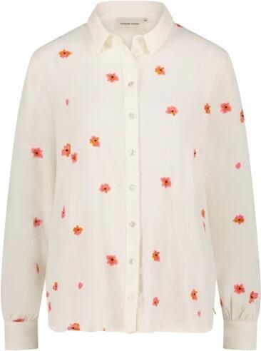 Fabienne Chapot blouse met all over print en borduursels creme roze oranje - Foto 3