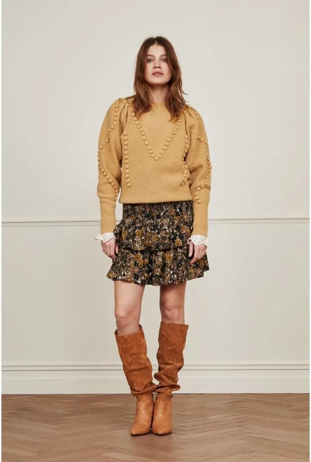 Fabienne Chapot Gerimpelde rok met elastische taille Brown Dames - Foto 5