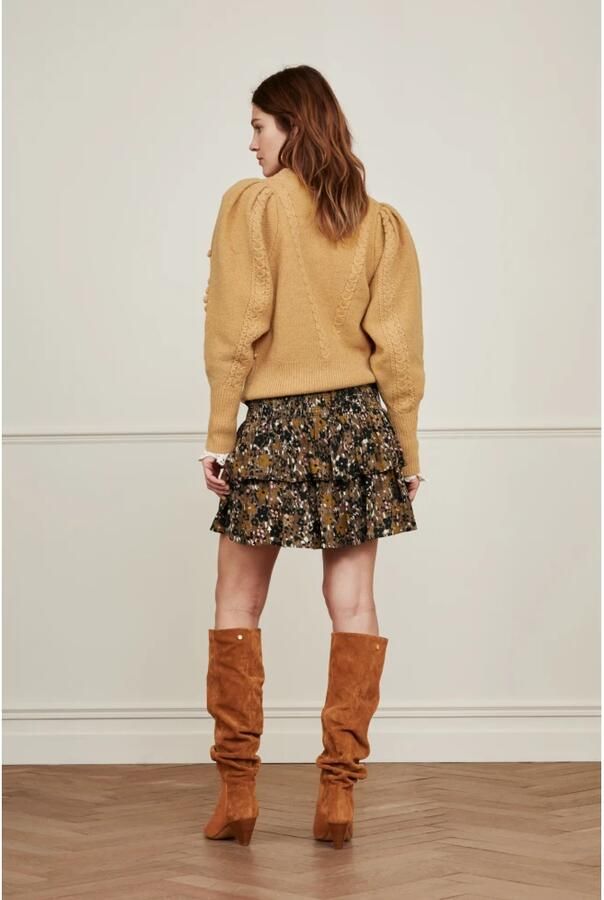 Fabienne Chapot Gerimpelde rok met elastische taille Brown Dames - Foto 8