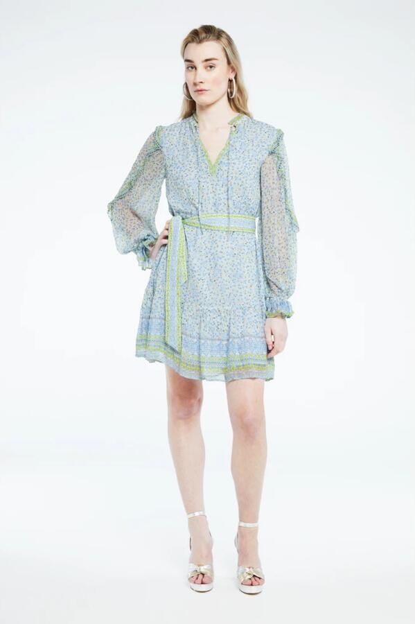 Fabienne Chapot Glitter V-Hals Jurk met Ballonmouwen Multicolor Dames - Foto 3