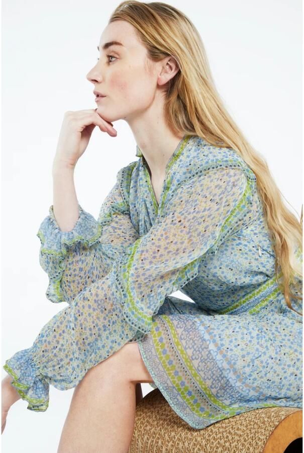 Fabienne Chapot Glitter V-Hals Jurk met Ballonmouwen Multicolor Dames