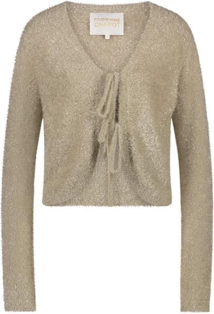 Fabienne Chapot Gouden Glitter V-Hals Vest Yellow Dames
